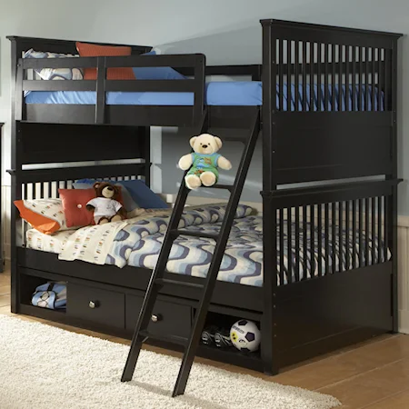 Full Over Full Bunk Bed with Under Bed Storage Drawers